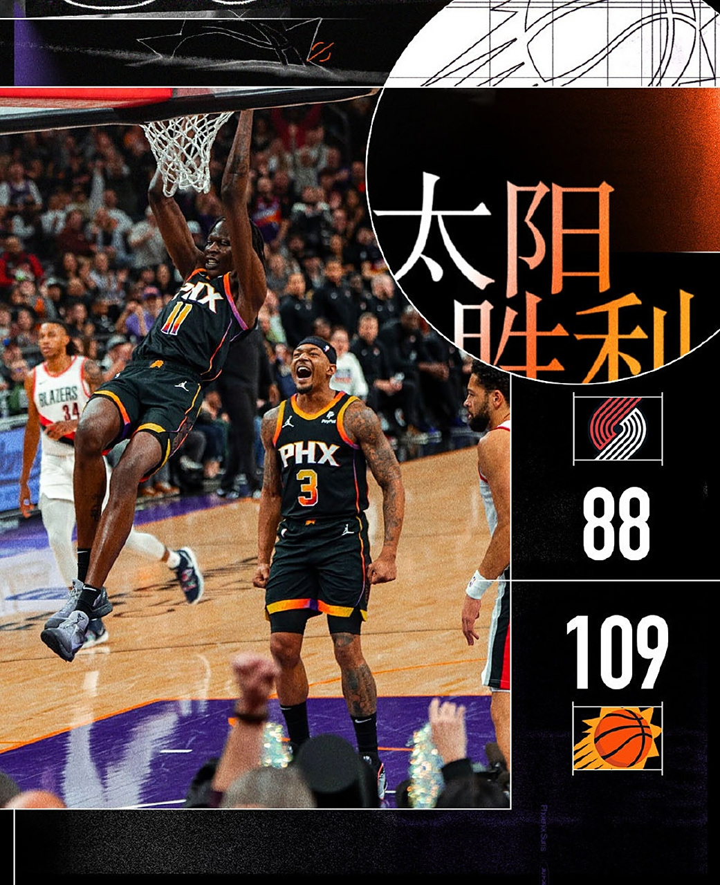 开拓者惨败太阳结束两连胜